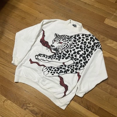 Moletom feminino retrô tema leopardo gráfico gola redonda - Imagem 1 de 4