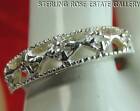 5 WHITE TOURMALINE Sterling Silver 0.925 Estate Wedding Band THUMB RING size 7