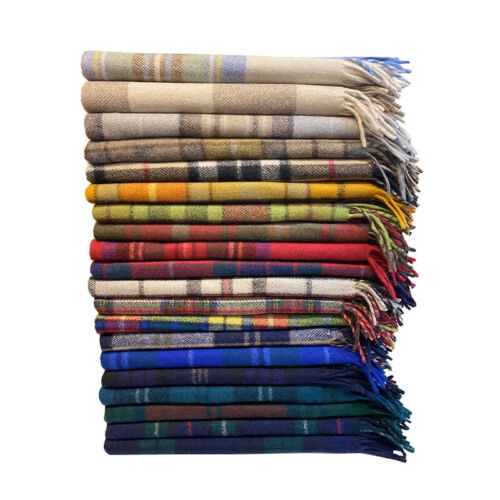 Original Scottish Wool Large Blanket Rug Tweed Tartan Blanket Check Travel Throw