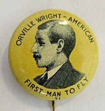 1930's Famous Aviator #31 ORVILLE WRIGHT First Man To Fly pinback button h5