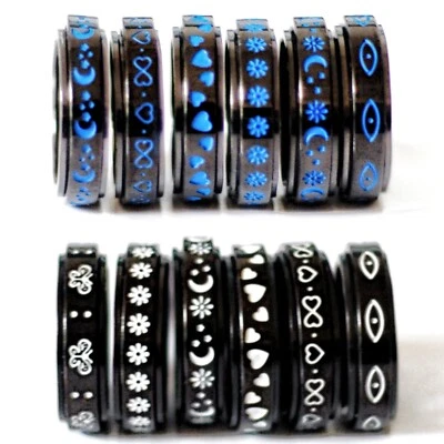 Venta al por mayor 30 anillos giratorios de acero inoxidable estilo mezcla de 6 mm hombres mujeres regalo joyería Foto 1 de 4