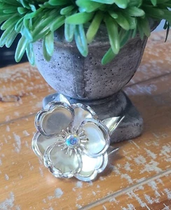 Vintage Brosche silberfarben Layared Rose Blume - Bild 1 von 3