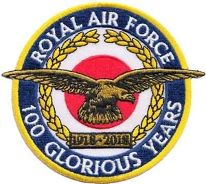 RAF 100 Glorreiche Jahre 1918 bis 2018 gestickter Aufnäher Abzeichen - LETZTE PAAR - Bild 1 von 5