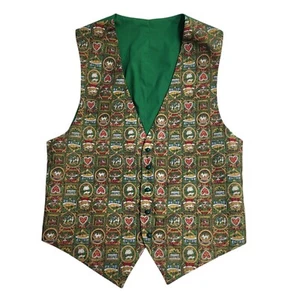 Vintage Green & Red Christmas Formal 2 Pocket Waistcoat Men's L 42" - Picture 1 of 3