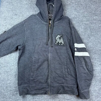 MLB Majestic Miami Marlins Jacket Men's Medium Black Embroidered Logo 1/4 Zip - Image 1 of 4