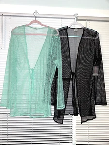 New 2 WOMENS XXL - XXXL MESH COVER-UP SWIMSUIT BEACH SWIM TEAL BLACK NoBo 2X 3X - Picture 1 of 4