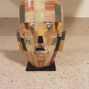 Mayan Aztec Inca Mosaic Abalone Onyx Tribal Death Burial Mask Inlay Folk Art 8" - Picture 1 of 8