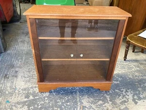 Vintage Teak Veneer Display Cabinet with Glass Doors - Picture 1 of 9