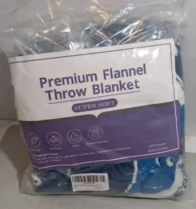 Unbranded Glow In The Dark Shark Throw Blanket 60"x50" Blue White New - Picture 1 of 8