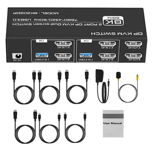 2x2 HDMI 4K 120Hz 8K USB3.0 KVM Switcher Accessories For 2 Computers 2 Monitors - Photo 1/20