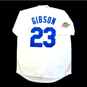 Kirk Gibson Dodgers Jersey 1988 World Series Mens Retro Throwback White NEW⚾️🎁 - Picture 1 of 5