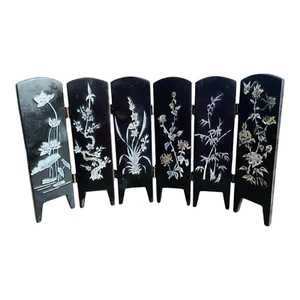 Vintage Old Antique Unique Wooden Double Sided Asian Black Screen Decor Panel - Picture 1 of 15