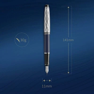 Waterman Expert Füllfederhalter | Metall und blaue Lackierung | ziselierte Kappe - Bild 1 von 4