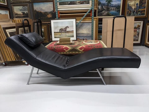 Milo Baughman for Thayer Coggin Buttery Leather Black FRED Chaise Lounge Chair Cover