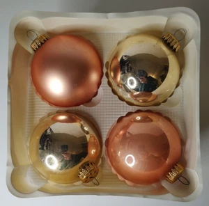 Vintage Christmas By Krebs Ornaments Peach and Gold large 3" Complete Set of 4 - Picture 1 of 7
