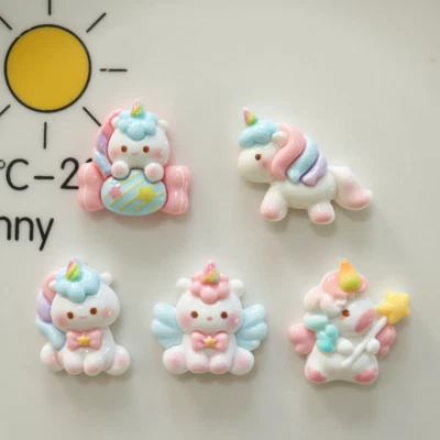 20Pcs Mixed Resin Cartoon Rainbow Unicorns Flatback Buttons for Crafts DIY Decor - Image 1 of 4