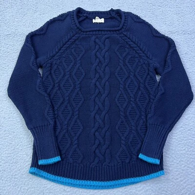 Suéter de Colección Cambridge Dry Goods Para Mujer M Azul Marino Algodón 3D Tejido con Cable Pullover Foto 1 de 4