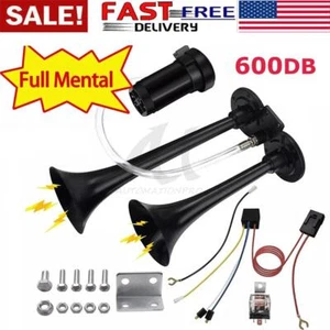 Super Loud Train Electric Air Horn 600DB Dual Trumpets Car Truck Boat Speaker - Picture 1 of 17