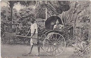 POSTAL DE DAMA TAMIL ÉTNICA CEILÁN EN RICKSHAW - Imagen 1 de 1