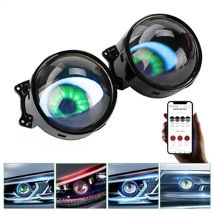 2x 12V DIY logo Adjust Devil Eye Light Lens Car WIFI Control Evil Eyes Headlight - Picture 1 of 10