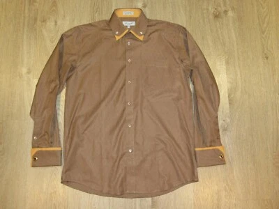 Fratello Novo sem etiquetas ~ Punhos franceses de colarinho duplo de ouro marrom ~ Links de topázio ~ 16,5 36-37 - Imagem 1 de 4