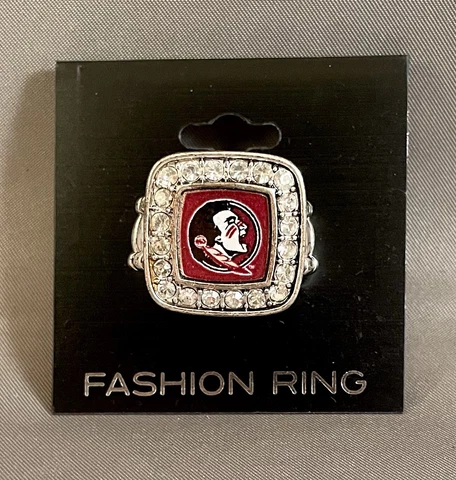 Florida State Seminoles Square Silver Tone Fashion Stretch Ring New NCAA Cover