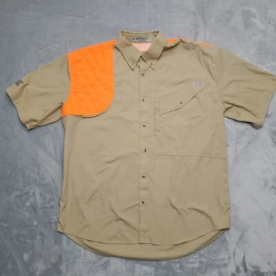 Tiger Hill Shirt Mens L Khaki Orange Safety Vented Quilted Shoulder Poplin Bird - Image 1 of 4