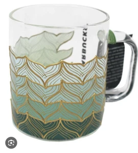 Starbucks 50th Anniversary Mermaid Siren Tail Ombre Clear Glass Mug, 12 oz NEW - Picture 1 of 16