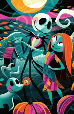 Póster impreso Pesadilla antes de Navidad Jack Skellington Sally Zero Foto 1 de 4
