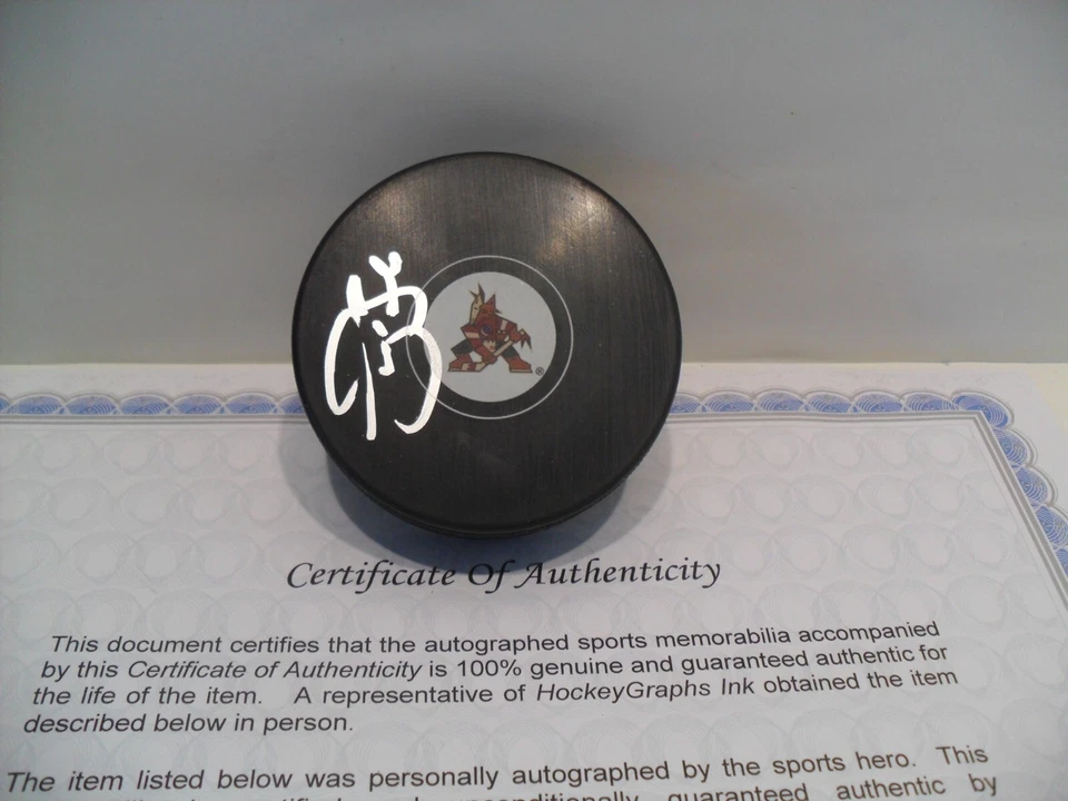 肖恩·伯克亲笔签名签名亚利桑那郊狼冰球真品证明凤凰卡奇纳标志 — 第 1/1 张图片