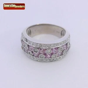 LEVIAN 14 KARAT WHITE GOLD DIAMOND & PINK TOPAZ COCKTAIL RING ELEGANT FREE SHIP - Picture 1 of 6