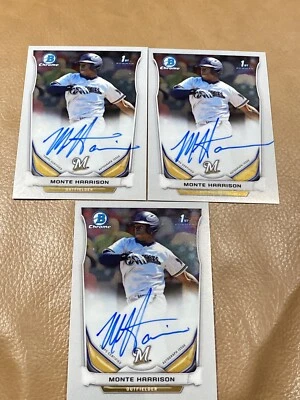 Monte Harrison 2014 Bowman Chrome 3x Lot !!! Rookie RC BCA-MH Called Up! - Image 1 of 4