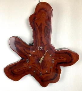 Vintage, Lacquered, Live Edge Slab Wood, Large Wall Clock *READ* - Picture 1 of 10