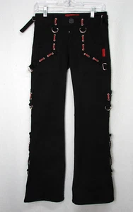 Tripp NYC Y2k Vintage schwarz rot Schlaghose Damengröße 0 Goth Punk Rave Reißverschlüsse - Bild 1 von 10