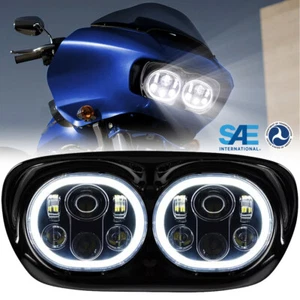 Faro proiettore led moto DRL abbagliante alto basso per road glide 1998-2013 - Foto 1 di 9