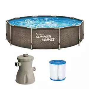 Summer Waves Frame Pool Schwimmbecken Planschbecken Rattan 305cm Filter Pumpe - Bild 1 von 2