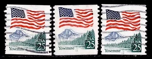 U.S. #2280 (P#9), 2280a (P#11, P#13) Flag over Yosemite 25c, PNC singles USED - Picture 1 of 1