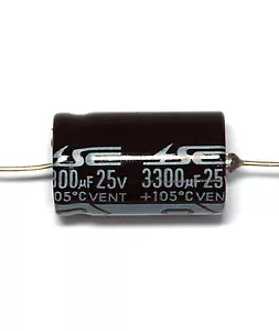 10pz Condensatore Elettrolitico GHA 3300uF 25V 105°C 2000ore φ16x27mm Assiale RoHS SC - Foto 1 di 2