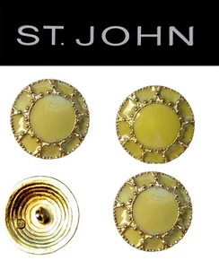 ]St John Knits 1.0 Inch Gold Tone Light Lime Green Enamel Replacement Buttons - Picture 1 of 1