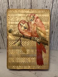 Vintage Papagei Holz Schmuckschatulle handgefertigt rot innen 5" L x 3,75" 2 x 2" H - Bild 1 von 5