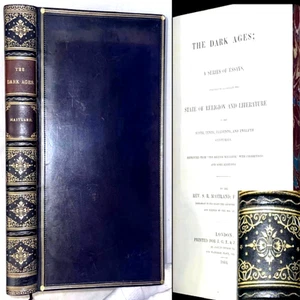1844 THE DARK AGES S. MAITLAND 1ST EDITION LEATHER RELIGION LITERATURE HISTORY - Picture 1 of 21