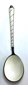 Sterling Silver Egon Lauridsen White Guilloche Spoon Denmark 4-3/8" Candy Stripe - Picture 1 of 3