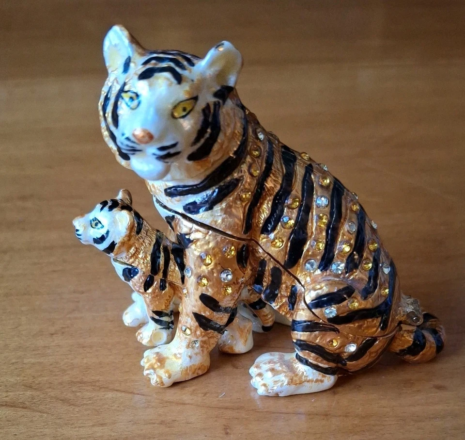 RUCINNI Tigre y Cob Swarovski Cristal Baratija Caja Esmaltada Set 2 Magnéticos Foto 1 de 4