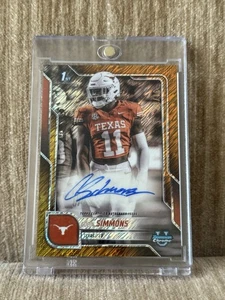 2025 Bowman Chrome University Colin Simmons 1st Auto Gold Shimmer Refractor /50 - Picture 1 of 2