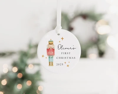 Personalisierte erste Weihnachtsdeko Babys | Andenken Christbaumkugel Geschenk - Bild 1 von 4