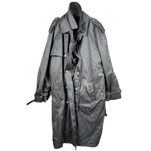 Lauren Ralph Lauren Trench Coat Mens 54L Black Belted Zip Out Liner Epaulettes - Picture 1 of 14
