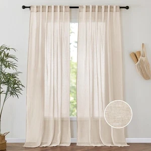Window Sheer Curtains - Long Window Voile Drapes Light Filter for Living Room... - Picture 1 of 6
