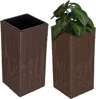 Sierra Square Wicker Planter 2-Piece Set in Brown - Image 1 of 4