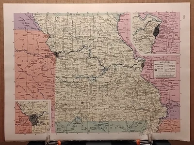 Antiguo mapa vintage del Atlas de Missouri 1961 MSM Life Pictorial Atlas del mundo Foto 1 de 4