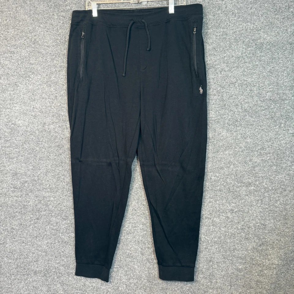 Pantalones de chándal Polo Ralph Lauren para hombre 2XL XXL negros elásticos de vellón Foto 1 de 4